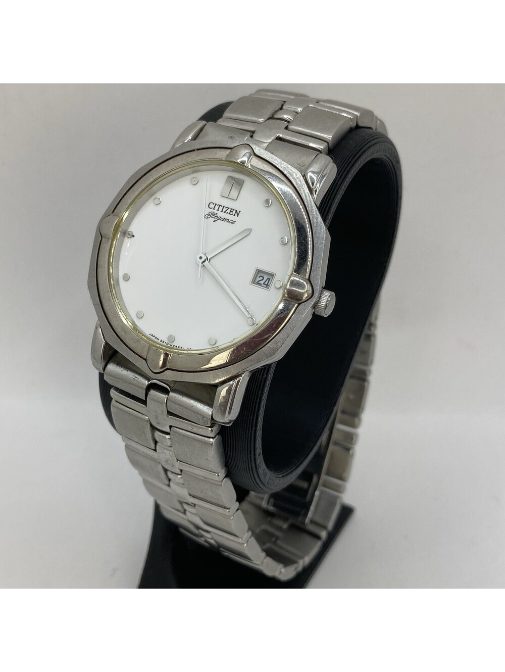Menโs Citizen Elegance Watch White Dial Date Steel Quartz 5510-H15041 35mm Runs